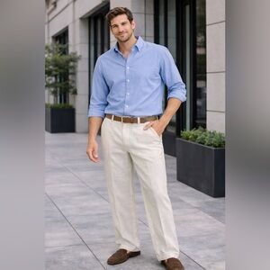 Men's White Linen Pants
B8